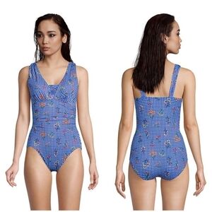 LANDS END 18W Slender Suit Grecian Tummy Control One Piece Bathing Suit Beach